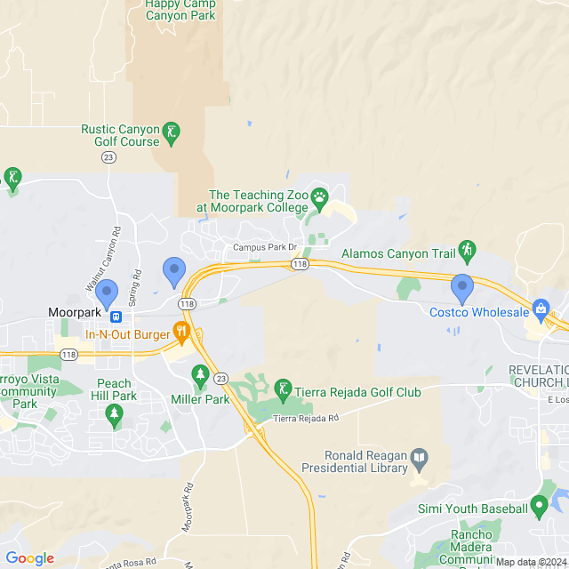 Map of veterinarians in Moorpark, CA