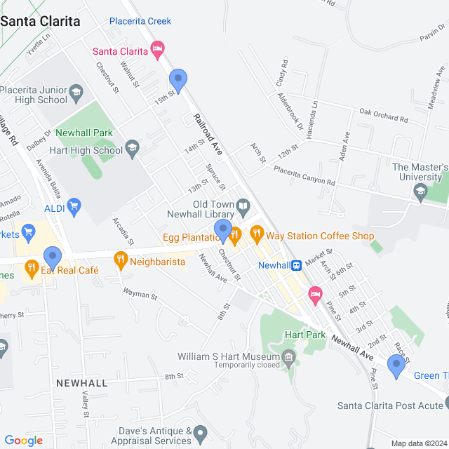 Map of veterinarians in Newhall, CA