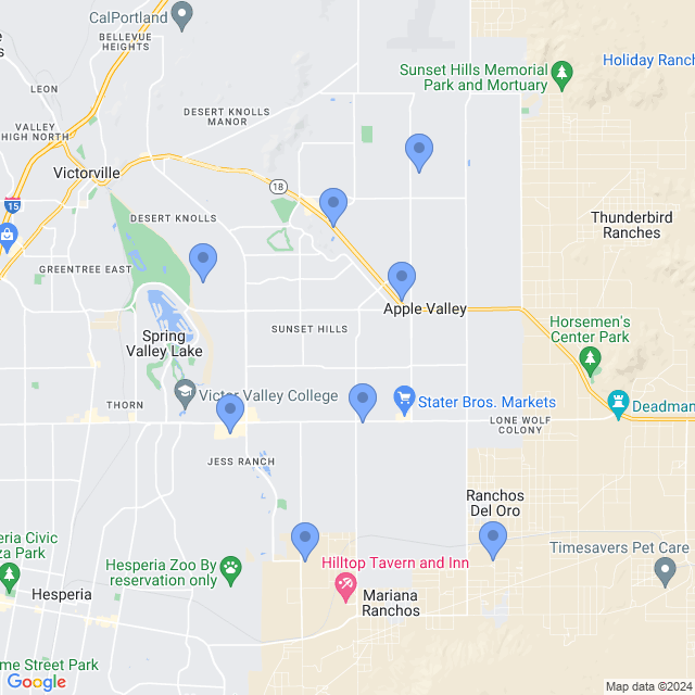 Map of veterinarians in Apple Valley, CA