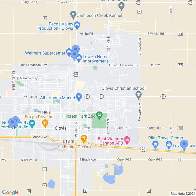 Map of veterinarians in Clovis, NM