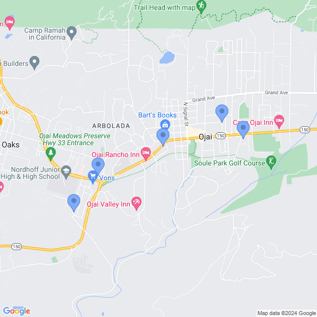 Map of veterinarians in Ojai, CA
