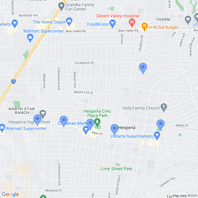 Map of veterinarians in Hesperia, CA