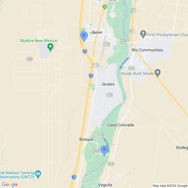 Map of veterinarians in Belen, NM