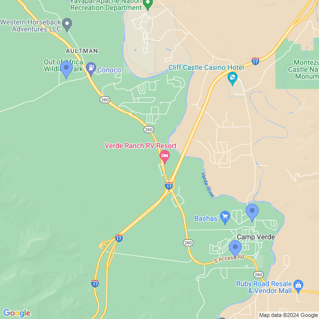 Map of veterinarians in Camp Verde, AZ