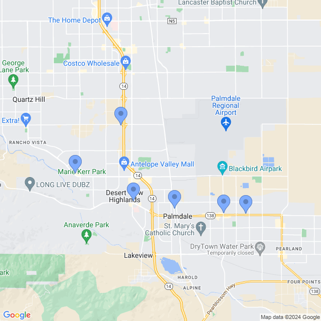 Map of veterinarians in Palmdale, CA
