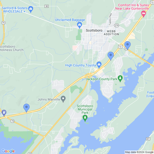 Map of veterinarians in Scottsboro, AL