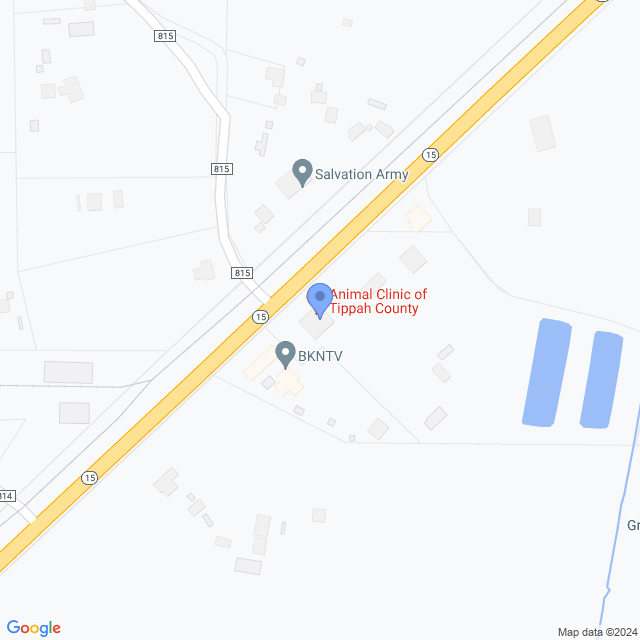 Map of veterinarians in Ripley, MS