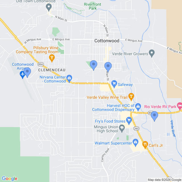 Map of veterinarians in Cottonwood, AZ