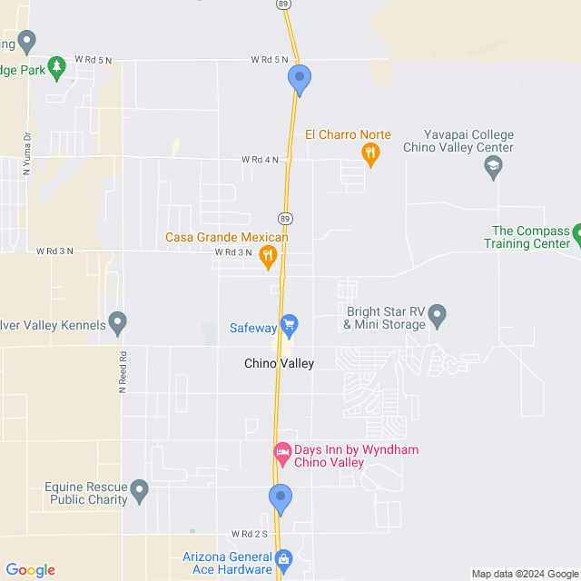 Map of veterinarians in Chino Valley, AZ