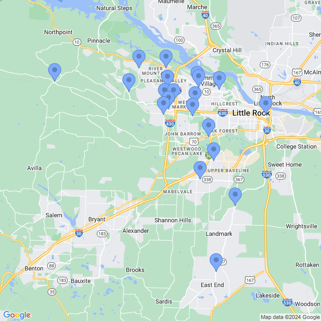 Map of veterinarians in Little Rock, AR