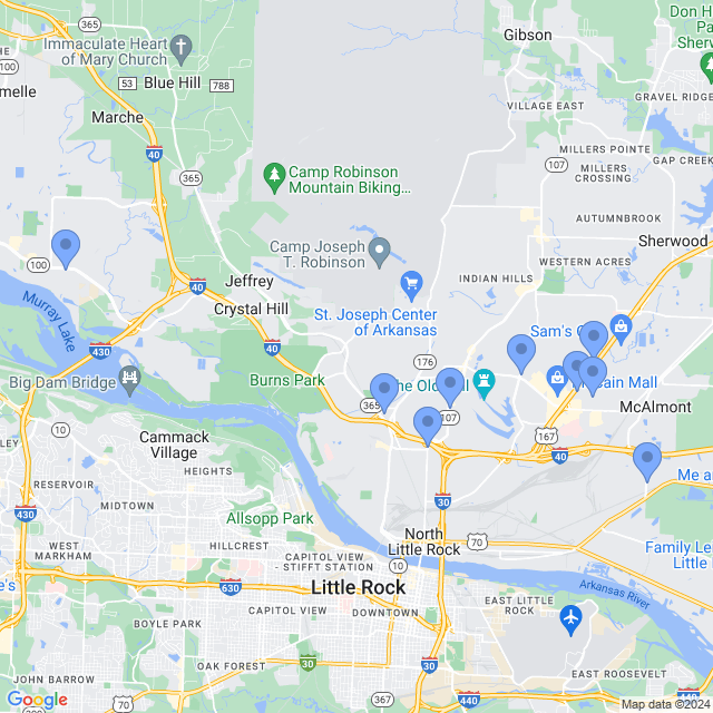 Map of veterinarians in N Little Rock, AR