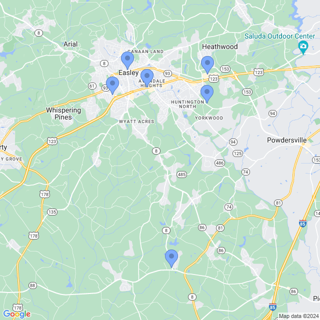 Map of veterinarians in Easley, SC