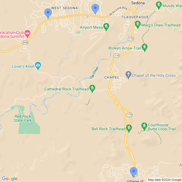 Map of veterinarians in Sedona, AZ