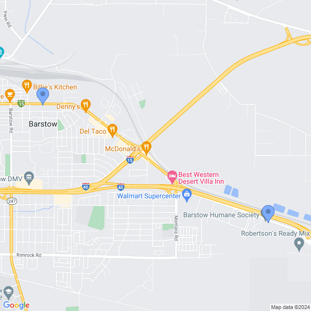 Map of veterinarians in Barstow, CA