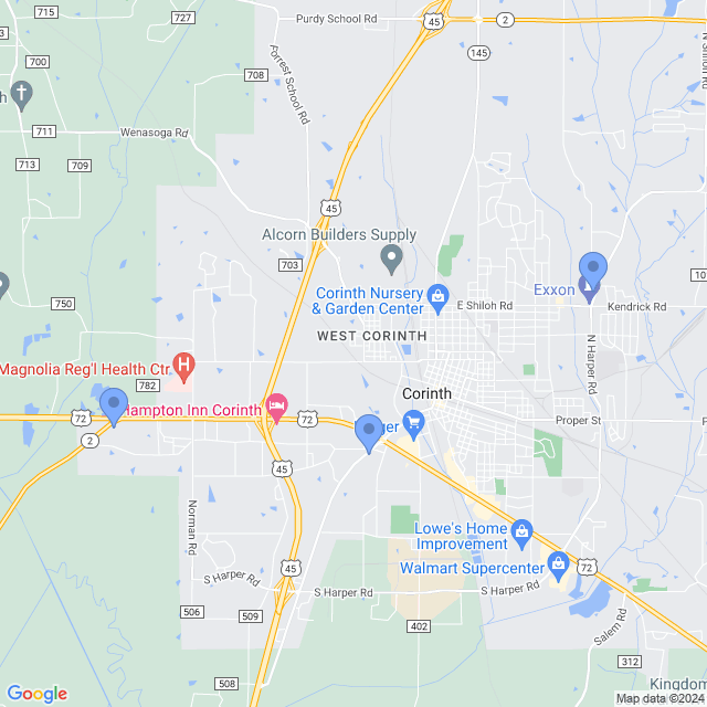 Map of veterinarians in Corinth, MS