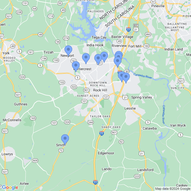 Map of veterinarians in Rock Hill, SC