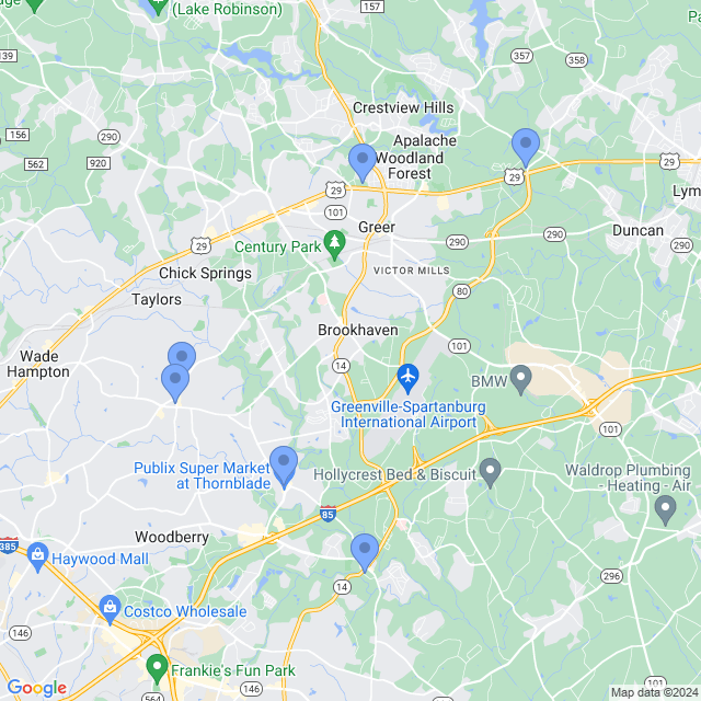 Map of veterinarians in Greer, SC