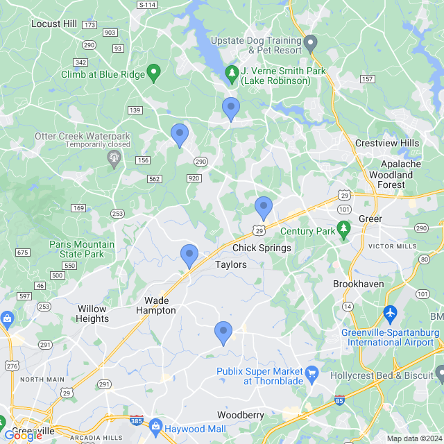 Map of veterinarians in Taylors, SC