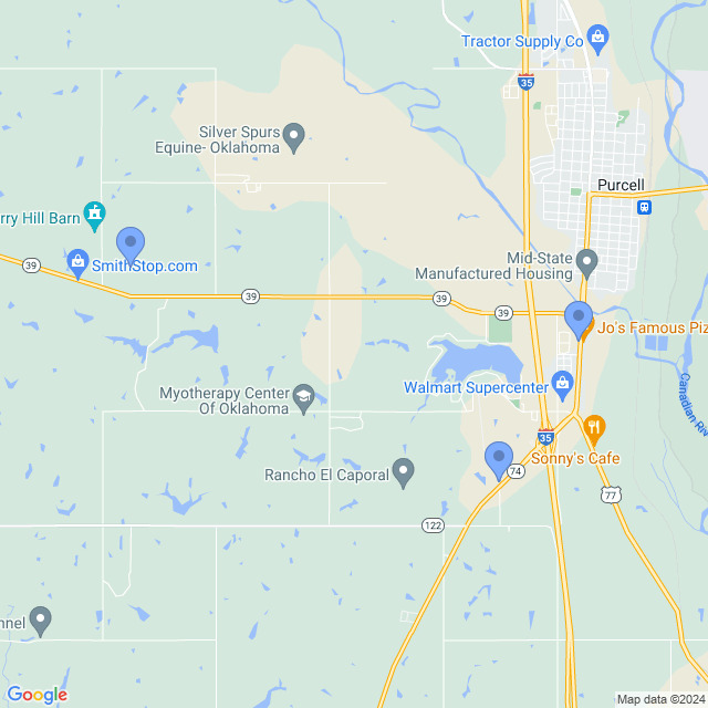 Map of veterinarians in Purcell, OK