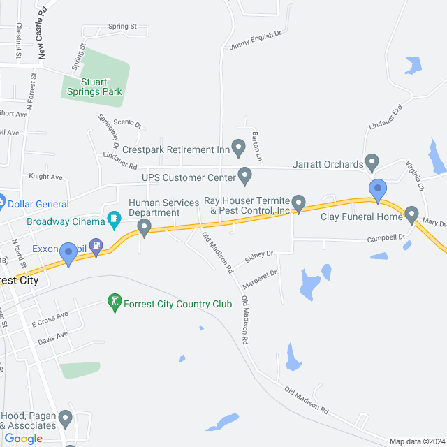 Map of veterinarians in Forrest City, AR