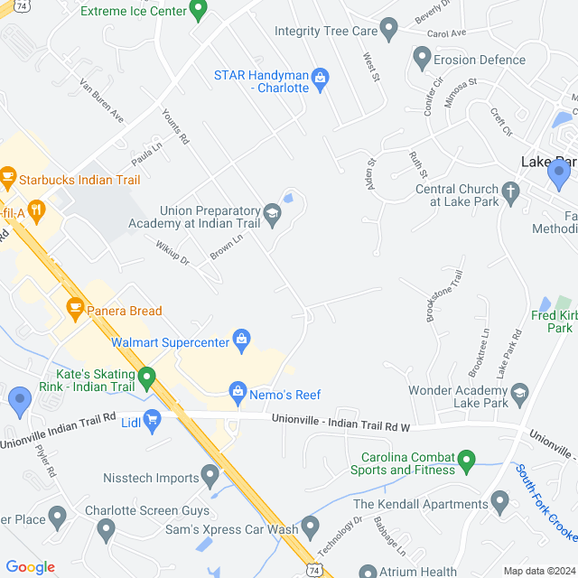 Map of veterinarians in Indian Trail, NC