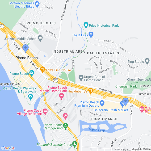 Map of veterinarians in Pismo Beach, CA