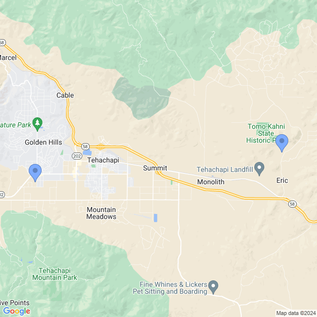 Map of veterinarians in Tehachapi, CA