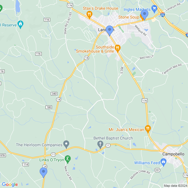 Map of veterinarians in Landrum, SC