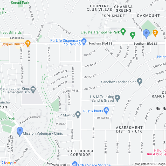 Map of veterinarians in Rio Rancho, NM