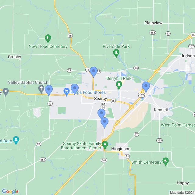 Map of veterinarians in Searcy, AR