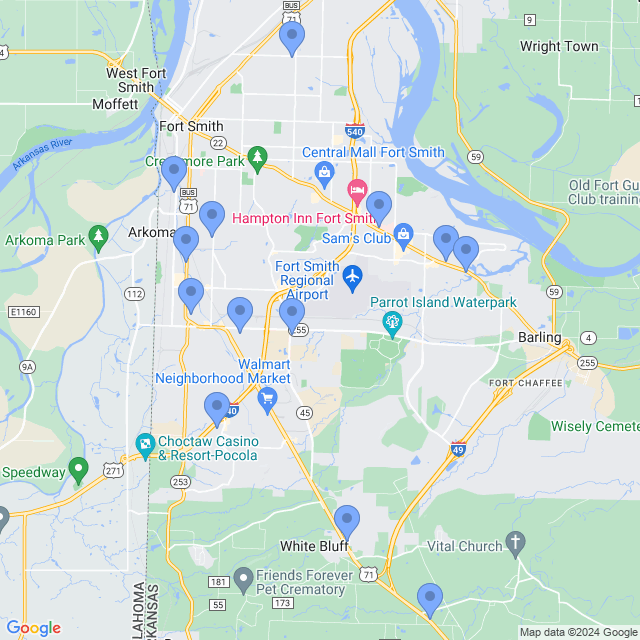 Map of veterinarians in Fort Smith, AR