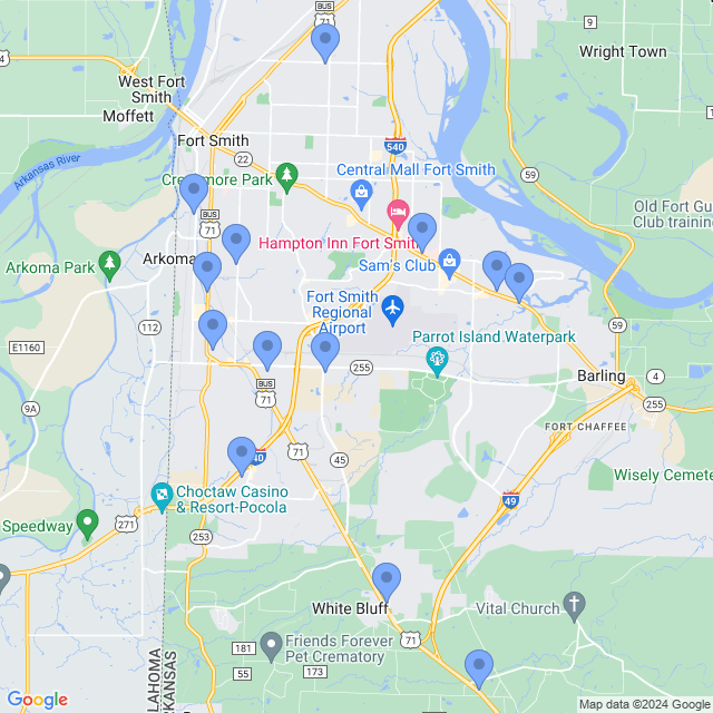 Map of veterinarians in Fort Smith, AR