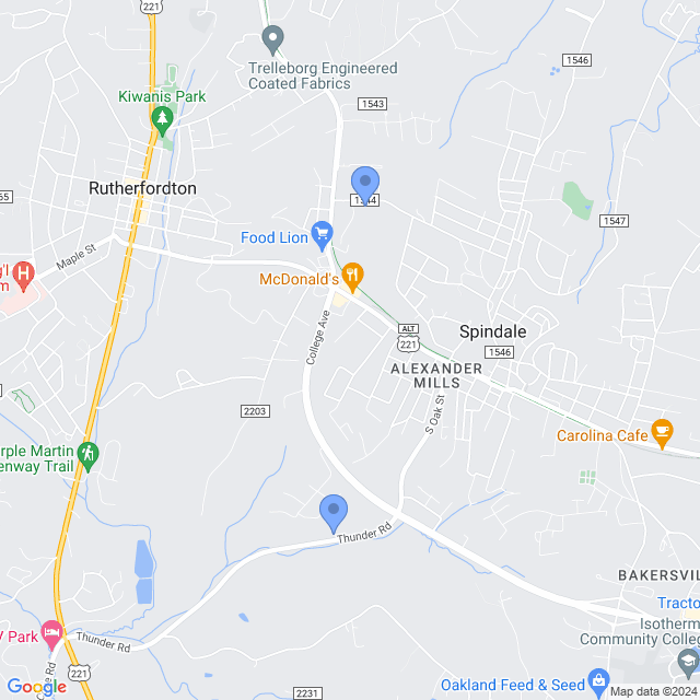 Map of veterinarians in Spindale, NC