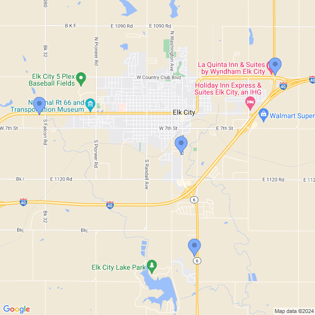 Map of veterinarians in Elk City, OK