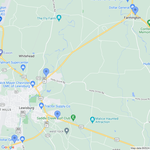 Map of veterinarians in Lewisburg, TN