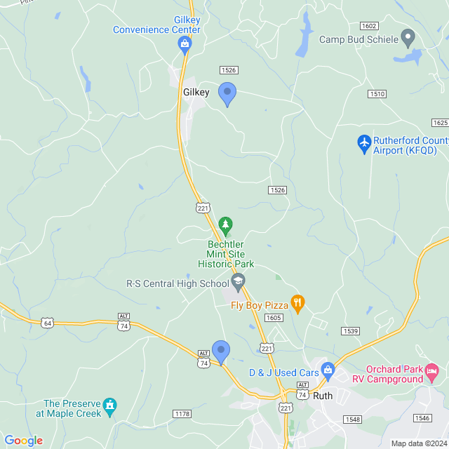 Map of veterinarians in Rutherfordton, NC