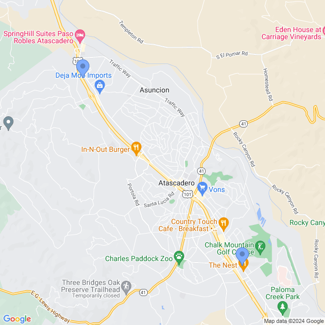 Map of veterinarians in Atascadero, CA
