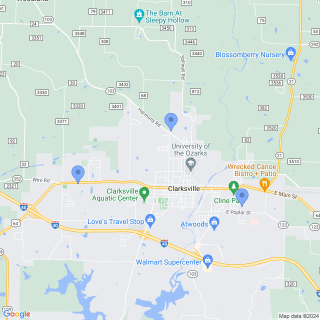 Map of veterinarians in Clarksville, AR