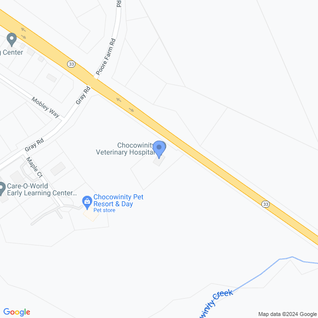 Map of veterinarians in Chocowinity, NC