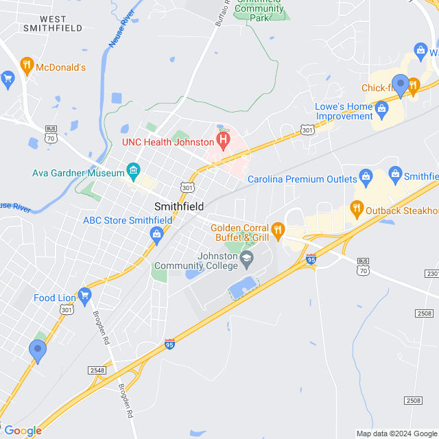 Map of veterinarians in Smithfield, NC
