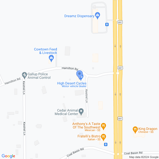 Map of veterinarians in Gallup, NM