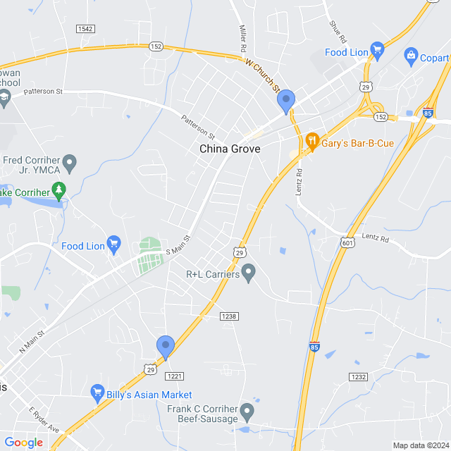Map of veterinarians in China Grove, NC