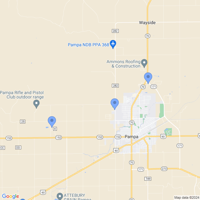 Map of veterinarians in Pampa, TX