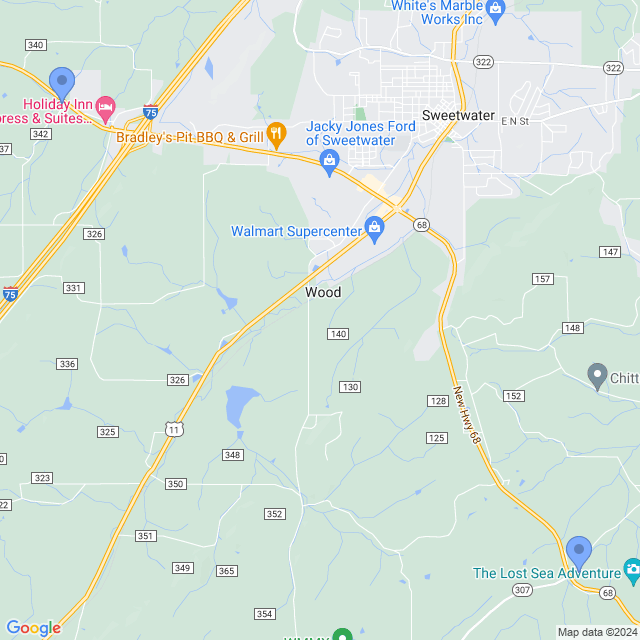 Map of veterinarians in Sweetwater, TN