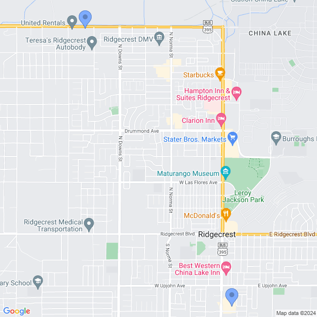 Map of veterinarians in Ridgecrest, CA