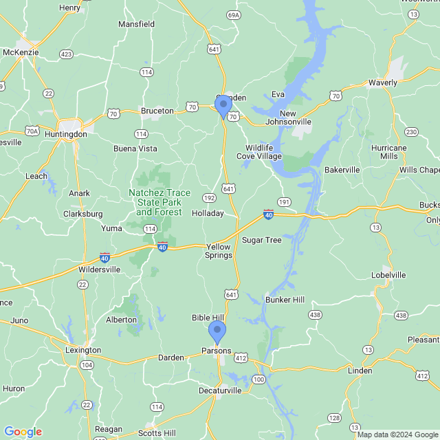 Map of veterinarians in Parsons, TN
