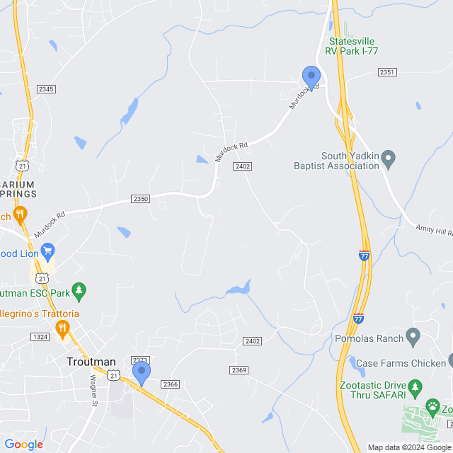 Map of veterinarians in Troutman, NC