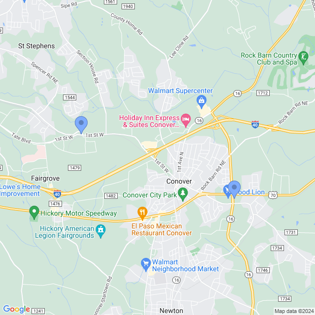 Map of veterinarians in Conover, NC
