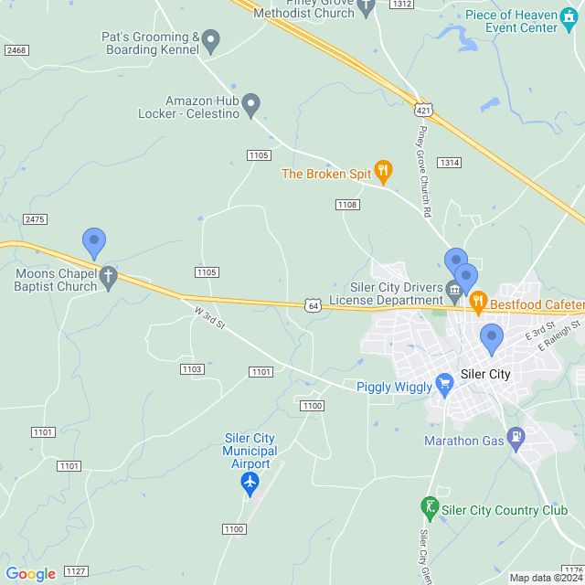 Map of veterinarians in Siler City, NC