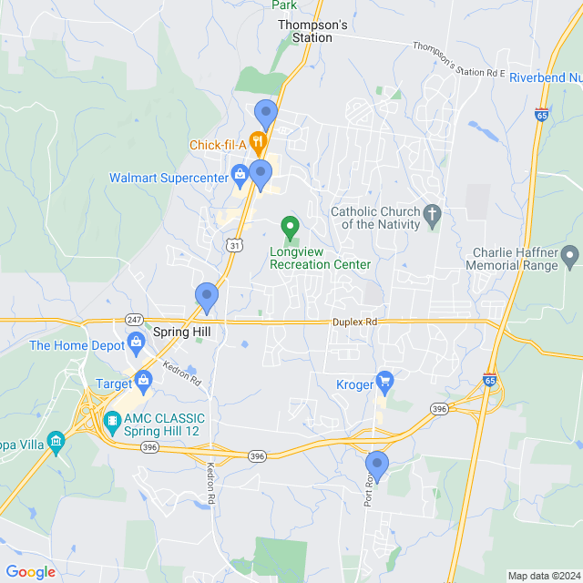 Map of veterinarians in Spring Hill, TN